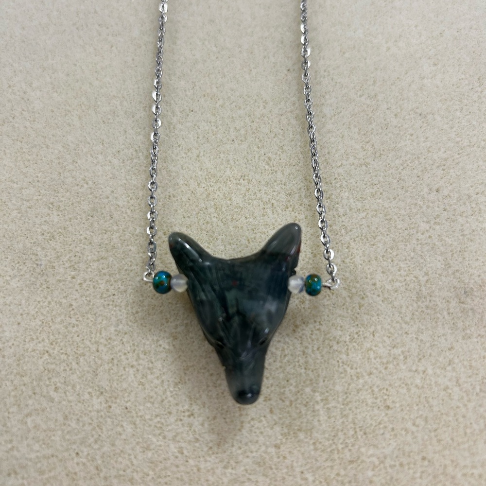 Hand Crafted Wolf head necklace